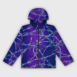 Ветровка с капюшоном женская Проволока на сине-фиолетовом фоне - абстрактная те, цвет: 3D-черный