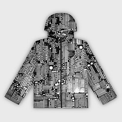 Ветровка с капюшоном женская Чёрно-белые абстракция точки полоски, цвет: 3D-черный