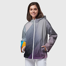 Ветровка с капюшоном женская Color grey with stripes, цвет: 3D-белый — фото 2