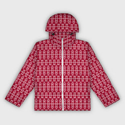 Женская ветровка Красно белый геометрический узор ретро