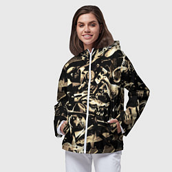 Ветровка с капюшоном женская Итальянские мемы с животными, цвет: 3D-белый — фото 2