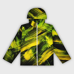 Ветровка с капюшоном женская Мазки краски цвета лайм, цвет: 3D-белый