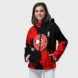 Ветровка с капюшоном женская Atlanta Hawks black and red, цвет: 3D-черный — фото 2