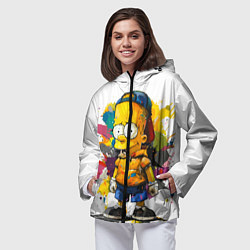Ветровка с капюшоном женская Рисунок красками Барт Симпсон, цвет: 3D-черный — фото 2