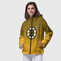 Ветровка с капюшоном женская Бостон Брюинз - паттерн треугольников, цвет: 3D-черный — фото 2