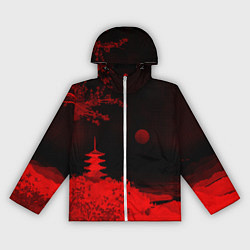 Ветровка с капюшоном женская Башня в красной сепии, цвет: 3D-белый