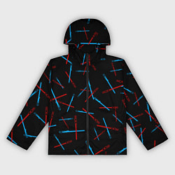 Ветровка с капюшоном женская Паттерн из световых мечей, цвет: 3D-черный