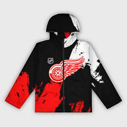 Женская ветровка Детройт Ред Уингз - брызги краска на черном фоне
