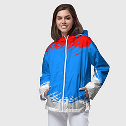 Ветровка с капюшоном женская Патриот - флаг, цвет: 3D-белый — фото 2