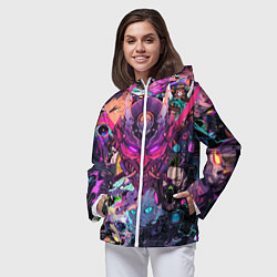 Ветровка с капюшоном женская Стиль Cyberpunk, цвет: 3D-белый — фото 2
