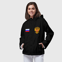 Ветровка с капюшоном женская Russia sports team, цвет: 3D-черный — фото 2