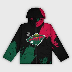 Ветровка с капюшоном женская Миннесота Уайлд - брызги краски, цвет: 3D-черный