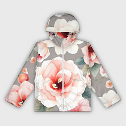 Ветровка с капюшоном женская Нежные цветы, цвет: 3D-белый