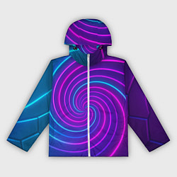 Ветровка с капюшоном женская Сине-фиолетовая спираль, цвет: 3D-белый