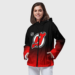 Ветровка с капюшоном женская Нью Джерси Девилз - градиент, цвет: 3D-черный — фото 2