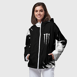 Ветровка с капюшоном женская Monster energy fire white, цвет: 3D-белый — фото 2