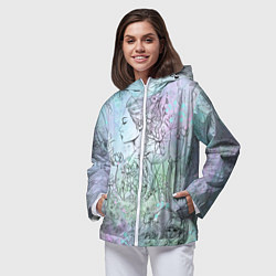 Ветровка с капюшоном женская Скетч японские дорамы, цвет: 3D-белый — фото 2