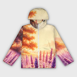 Ветровка с капюшоном женская Поле цветочное, цвет: 3D-белый