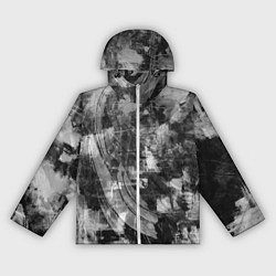 Ветровка с капюшоном женская Абстракция - white scraps of fabric on dark, цвет: 3D-белый