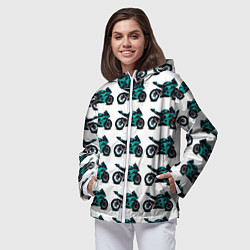 Ветровка с капюшоном женская Motorbike light blue, цвет: 3D-белый — фото 2