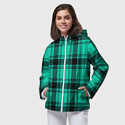 Ветровка с капюшоном женская Checkered turquoise, цвет: 3D-белый — фото 2