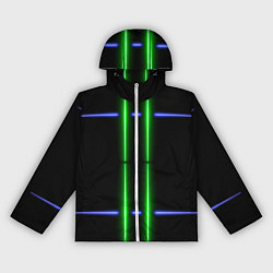 Женская ветровка Neon black light blue green line