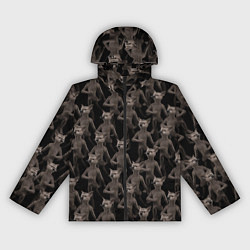 Ветровка с капюшоном женская Марширующие мыши паттерн, цвет: 3D-черный