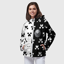 Ветровка с капюшоном женская Doom x minecraft pattern, цвет: 3D-белый — фото 2
