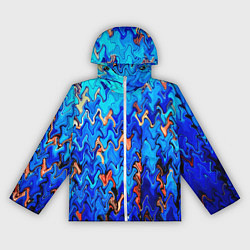 Ветровка с капюшоном женская Сине-голубой стекающая абстракция, цвет: 3D-белый