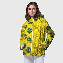 Ветровка с капюшоном женская Ряды из спортивных мячей, цвет: 3D-белый — фото 2