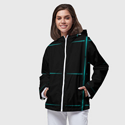 Ветровка с капюшоном женская Color black blue stripes, цвет: 3D-белый — фото 2
