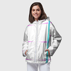 Ветровка с капюшоном женская Color white blue pink stripes, цвет: 3D-белый — фото 2