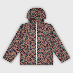 Ветровка с капюшоном женская Мелкий мозаичный коричневый зеленый узор хакки, цвет: 3D-белый