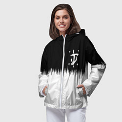 Ветровка с капюшоном женская Doom краски черно белый, цвет: 3D-белый — фото 2