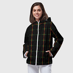 Ветровка с капюшоном женская Color black orange green crosses, цвет: 3D-белый — фото 2