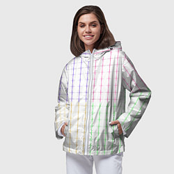 Ветровка с капюшоном женская Color white multicolored stripes, цвет: 3D-белый — фото 2