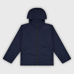 Ветровка с капюшоном женская Тёмный сине-фиолетовый мелкий квадрат паттерн, цвет: 3D-черный