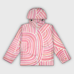 Ветровка с капюшоном женская Абстрактный узор розовый, цвет: 3D-белый