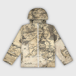 Ветровка с капюшоном женская Властелин колец карта, цвет: 3D-белый