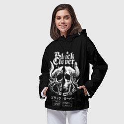 Ветровка с капюшоном женская Черный клевер череп, цвет: 3D-черный — фото 2