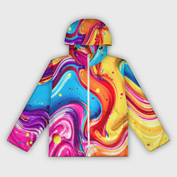 Женская ветровка Смесь красно-жёлто-голубых масляных красок абстрак