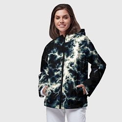 Ветровка с капюшоном женская Чёрно-синий разряд абстракция, цвет: 3D-черный — фото 2