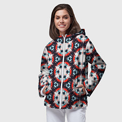 Ветровка с капюшоном женская Звездный узор в шестиугольниках, цвет: 3D-белый — фото 2