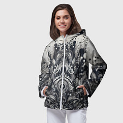 Ветровка с капюшоном женская Abstract pattern - graffiti, цвет: 3D-белый — фото 2