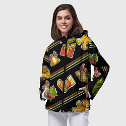 Ветровка с капюшоном женская Рождественский дух, цвет: 3D-черный — фото 2