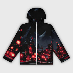 Женская ветровка Новогодняя ночь и красные гирлянды