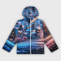 Женская ветровка Новогодний двор в блестках