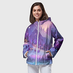 Ветровка с капюшоном женская Новогодняя магическая атмосфера, цвет: 3D-белый — фото 2