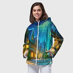 Ветровка с капюшоном женская Праздничный новогодний салют, цвет: 3D-белый — фото 2