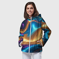 Ветровка с капюшоном женская Сплавы разноцветные, цвет: 3D-белый — фото 2
